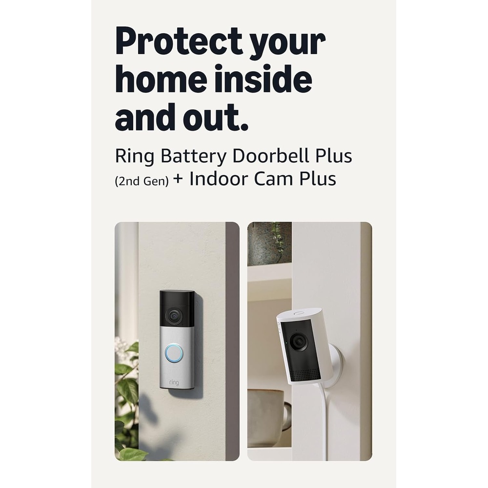 image:imageRing Battery Doorbell Plus newest model Nickel Silver with Indoor Cam Plus White