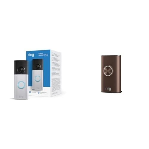 image:imageRing Battery Doorbell Plus newest model Retinal 2K with wideangle video up to 6x Enhanced Zoom Night Vision and Quick Release Battery Pack Nickel SilverPolished Mocha