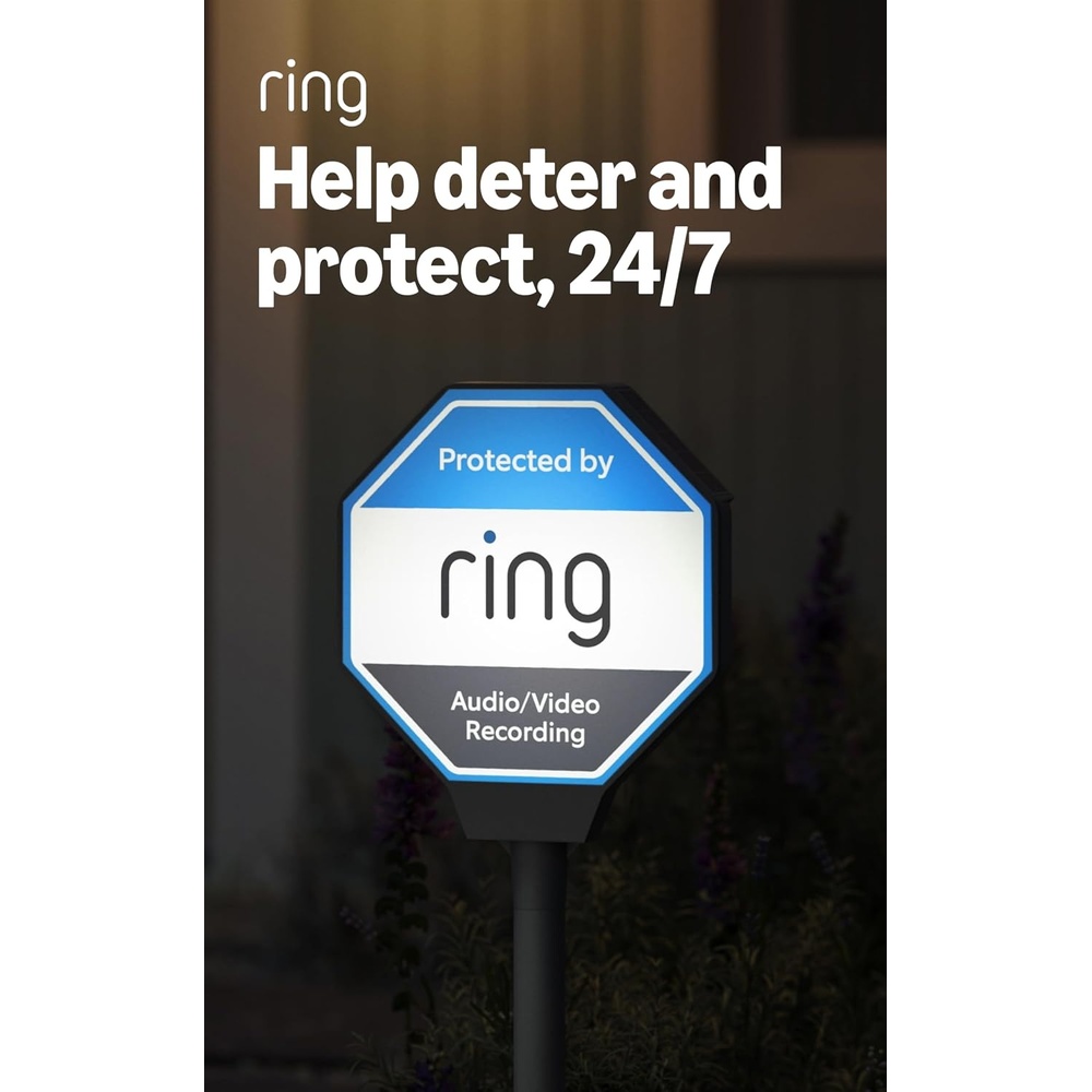 image:imageRing Beacon  Help deter crime 247 Solar Security Sign works on Amazon Sidewalk solar powered