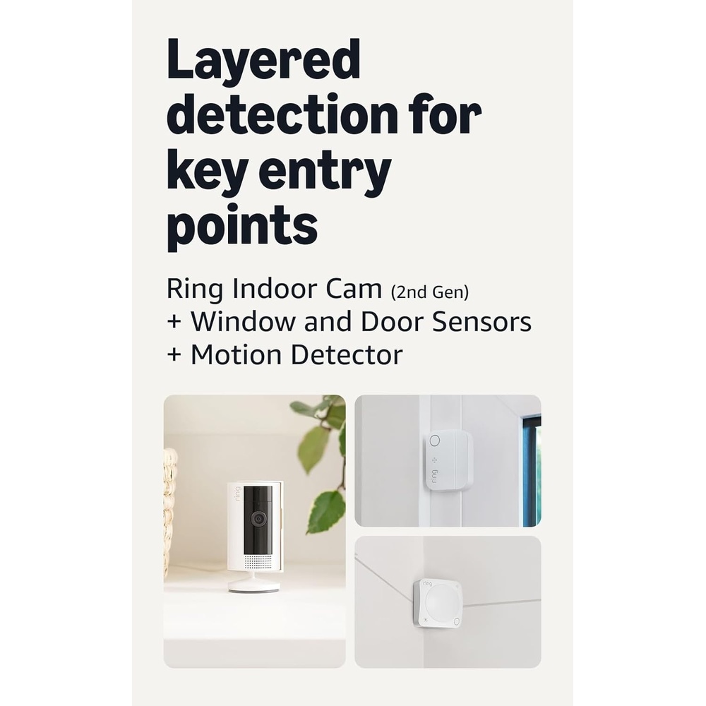 image:imageRing Indoor Cam 2nd Gen White with 4 Window and Door Sensors newest model and Motion Detector newest model