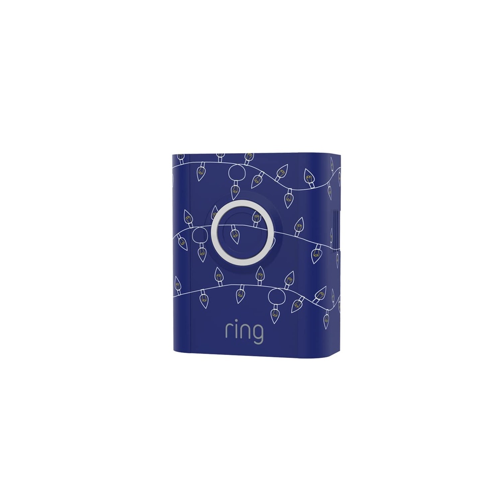 image:imageRing Interchangeable Faceplate for Doorbells  Video Doorbell 3 Video Doorbell 3 Plus Video Doorbell 4 Battery Doorbell Plus Battery Doorbell Pro  Gold MetalChristmas Lights Blue