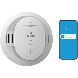 Kidde Smart Smoke Detector, Ring App Enabled for Real-Time Notifications, Hardwired Alarm, AA Backup Battery(AA Battery Powered)