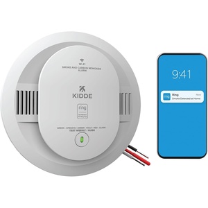 Kidde Smart Smoke Detector, Ring App Enabled for Real-Time Notifications, Hardwired Alarm, AA Backup Battery(Hardwired)