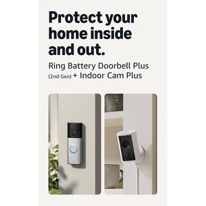Ring Battery Doorbell Plus (newest model), Nickel Silver with Indoor Cam Plus, White
