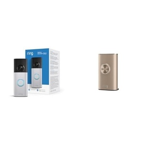 Ring Battery Doorbell Plus (newest model), Retinal 2K with wide-angle video, up to 6x Enhanced Zoom, Night Vision, and Quick Release Battery Pack, Nickel Silver(Polished Sandstone)