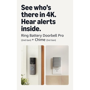 Ring Battery Doorbell Pro (newest model), Deep Silver with Chime (newest model), White