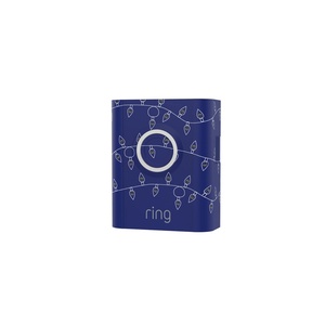 Ring Interchangeable Faceplate for Doorbells – Video Doorbell 3, Video Doorbell 3 Plus, Video Doorbell 4, Battery Doorbell Plus, Battery Doorbell Pro – Gold Metal(Christmas Lights Blue)