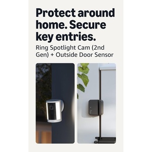 Ring Spotlight Cam, Battery (newest model), White with Outside Door Sensor (newest model)