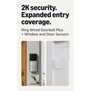 Ring Wired Doorbell Plus (2nd Gen), Silver Nickel with 2 Window & Door Sensors