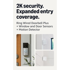Ring Wired Doorbell Plus (2nd Gen), Silver Nickel with 4 Window and Door Sensors (newest model) and Motion Detector (newest model)
