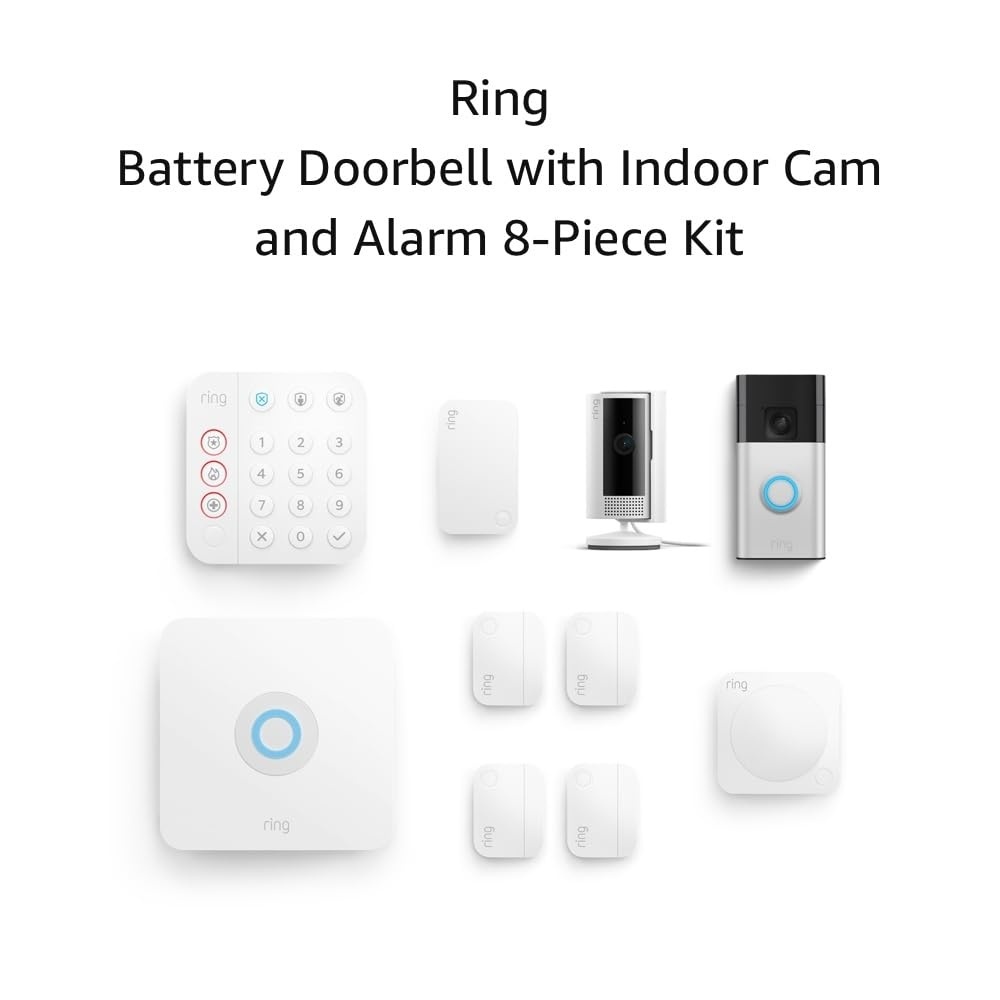 image:imageBattery Doorbell Satin Nickel with Indoor Cam White and Alarm 8Piece White