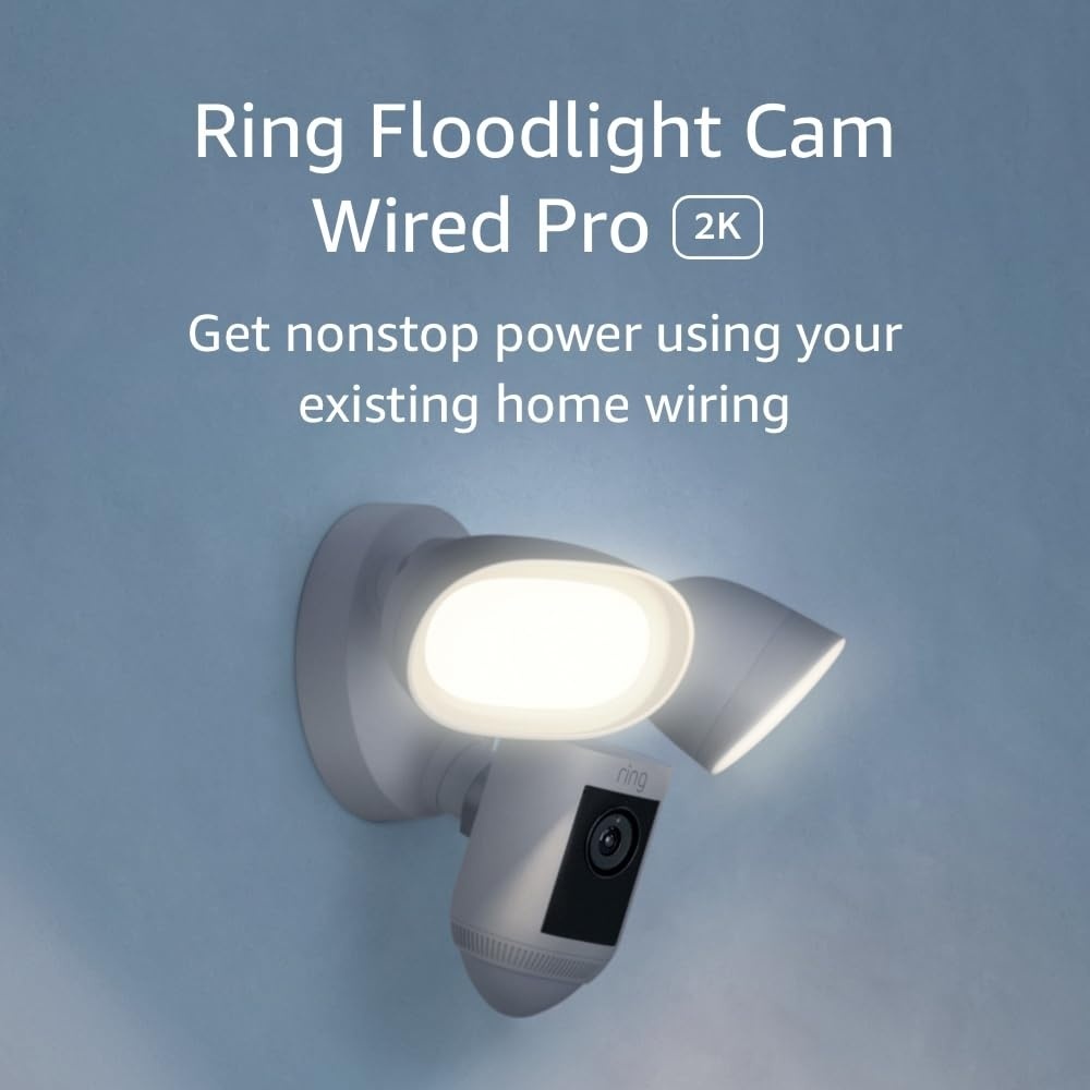 image:imageLikeNew Ring Floodlight Cam Wired Pro with Birds Eye View and 3D Motion Detection White