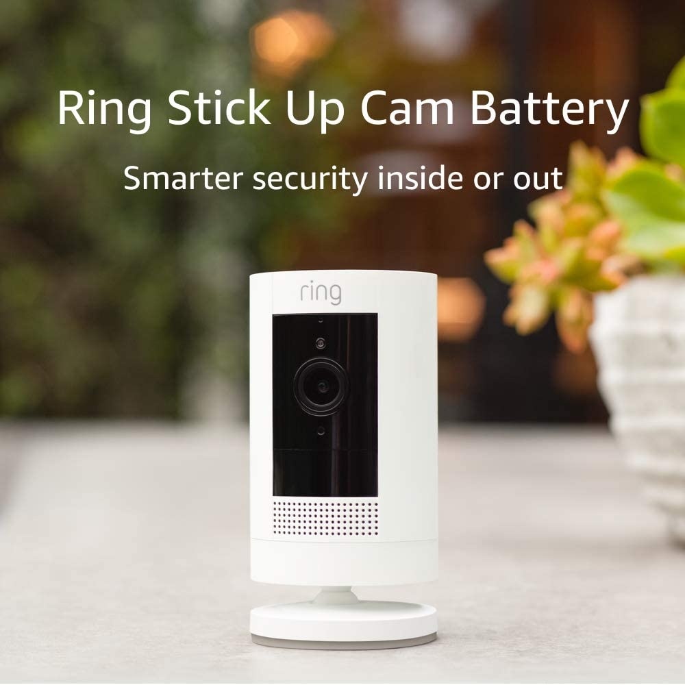 image:imageLikeNew Ring Outdoor Cam Stick Up Cam Weatherresistant home or business security camera outdoor ready Live View Color Night Vision TwoWay Talk motion alerts Works with Alexa White
