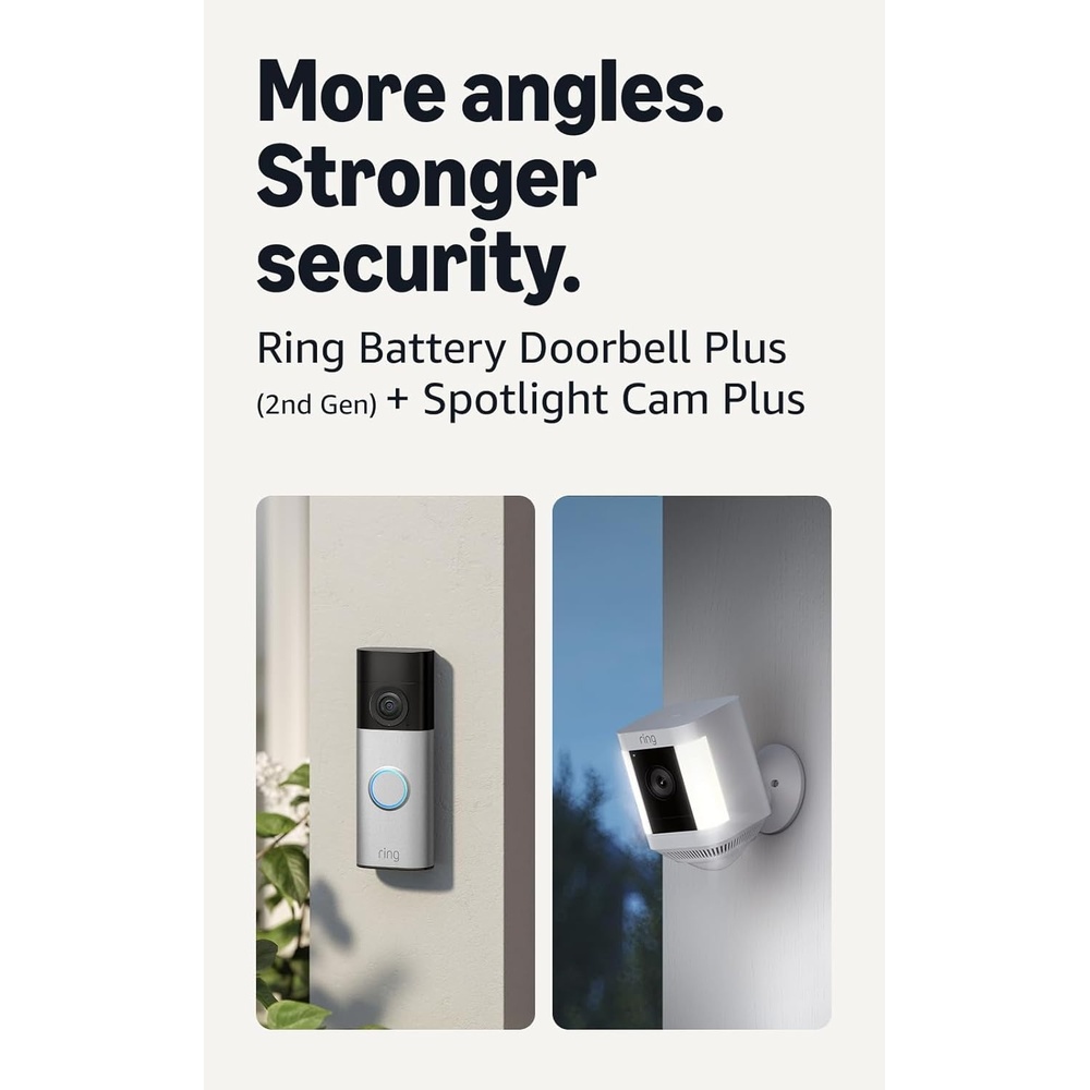 image:imageRing Battery Doorbell Plus newest model Nickel Silver with Spotlight Cam Plus Battery White