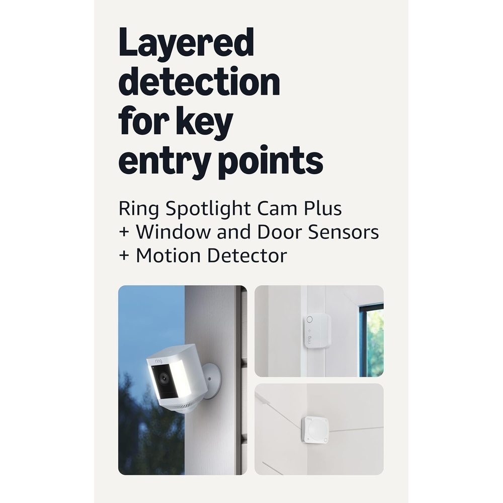 image:imageRing Spotlight Cam Plus Battery White with 2 Window and Door Sensors newest model and Motion Detector newest model