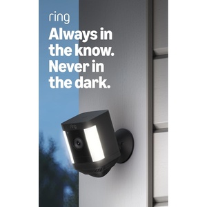 Like-New Ring Spotlight Cam Plus, Battery (newest model), Home or business security with HD video, Two-Way Talk, Color Night Vision, and Security Siren, Black