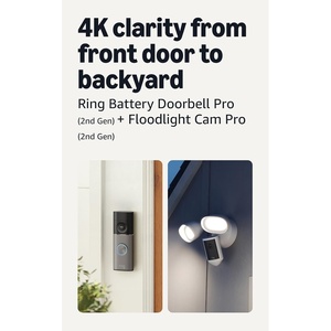 Ring Battery Doorbell Pro (newest model), Deep Silver with Floodlight Cam Pro, (newest model), White