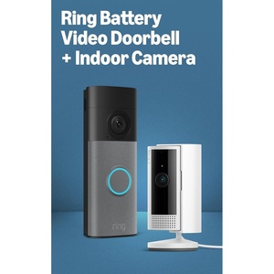 Ring Battery Doorbell (newest model), Speckled Gray with Indoor Cam, White
