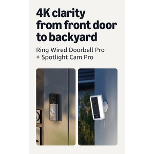 Ring Wired Doorbell Pro (Newest Model), Deep Silver with Spotlight Cam Pro, Plug-In (Newest Model), White