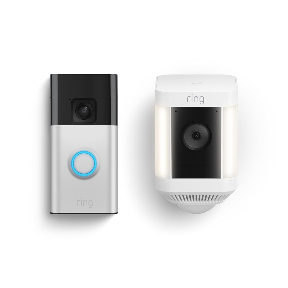 image:imageRing Battery Doorbell with Ring Spotlight Cam Plus Battery WhiteSatin Nickel